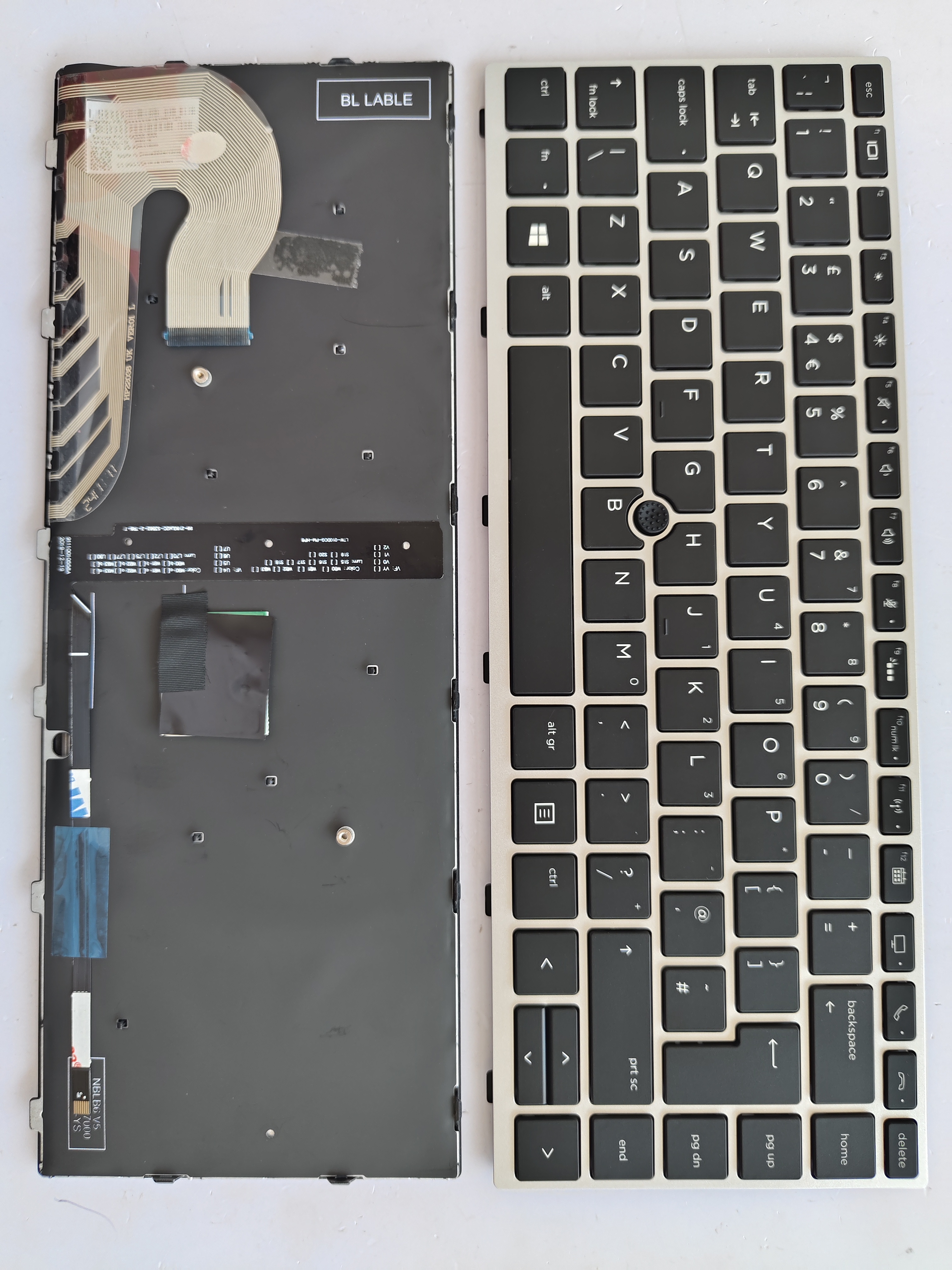Picture of New Replacement Laptop Keyboard For HP 840G5/840G6 SILVER FRAME BLACK With Point Backlit (OEM) Uk Layout